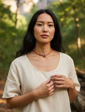 Handmade Red Bone Bead Choker: Unisex Tribal Style