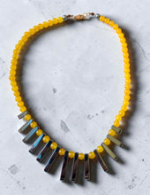 Gemstone Glow: Yellow Jade & Hematite Statement Necklace
