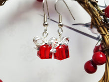 Christmas Earrings ~ Unique Sterling Silver & Ruby Red Crystal Earrings