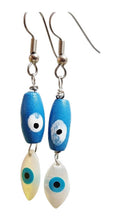 Evil Eye Earrings ~ Mother of Pearl Blue & White Turkish Evil Eye