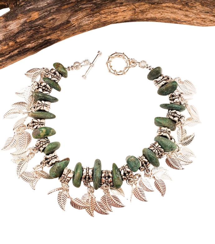 Bijoux faits à la main en turquoise ~ Bracelet à breloques en perles d'argent