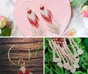 Native Beaded Fringe Earrings Perfect for Valentines Day