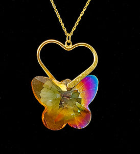 Golden Butterfly Necklace & Earrings ~ Crystal Jewelry Set