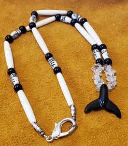 Native American Mens Necklace ~ Black Onyx, Obsidian and Bone