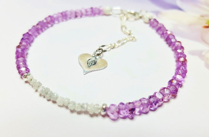 Amethyst and Diamond Tennis Bracelet with Rough Diamonds and Sterling Silver