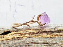 Twig Engagement Ring ~ Raw Amethyst Ring ~ Tree Branch Ring