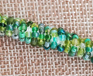 Beaded Rope Necklace ~ Green Nature Inspired Beadwork Necklace