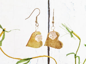 Boucles d'oreilles pendantes en écorce de bouleau faites à la main ~ Boucles d'oreilles Boho rustiques naturelles