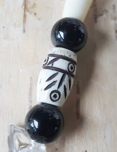 Native American Mens Necklace ~ Black Onyx, Obsidian and Bone