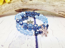 Bracelet manchette en cristal de flocon de neige d'hiver ~ bleu et argent