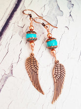 Turquoise & Copper Angel Wing Earrings with a Southwestern Vibe