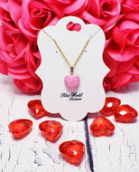 Delicate Pink Heart Pendant: Dainty Gold Chain Necklace for Sisters, Girlfriends, Daughters