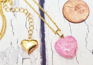 Tiny Heart Necklace ~ Dainty Necklace, Sister Gift, Girlfriend Gift, Daughter Gift, Stocking Stuffer ~ Pink Heart on a Delicate Gold Chain