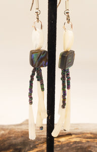 Paua Shell Earrings ~ Unique Beachy Earrings with Abalone Shell, Mother of Pearl & Dentalium