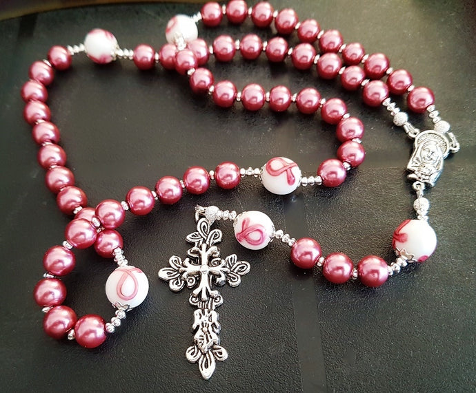 Dusty Rose Feminine Rosary ~ Breast Cancer Survivor Gift