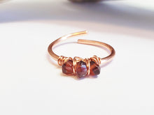 Dainty Garnet Promise Ring ~ Raw Stone Stackable Ring ~ Wire Wrapped Jewelry ~ Adjustable Copper Birthstone Ring ~ Simple January Birthstone