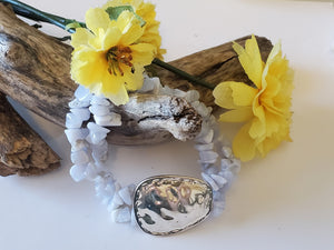 Blue Lace Agate Cuff Bracelet ~ Healing Crystals, Anxiety Bracelet