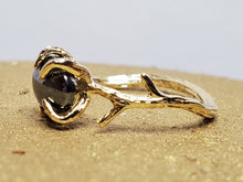 Hematite Ring - Dainty Hematite and 14k Gold Plated Twig Ring