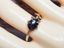 Hematite Ring - Dainty Hematite and 14k Gold Plated Twig Ring