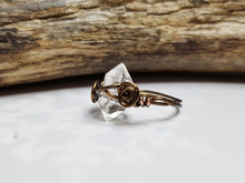 Herkimer Diamond Ring, Wire Wrapped Minimalist Healing Crystal Crown Chakra Ring