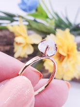 Herkimer Diamond & Rose Gold Ring ~ Dainty, Minimalist Gemstone Promise Ring/Engagement Ring ~ Simple Solitaire Birthstone Ring Size 6.5