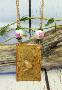 Dried Alberta Wild Rose Statement Necklace ~ Real Pressed Flowers ~ Pink Roses