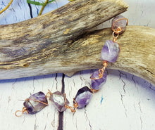 Pulsera de amatista, joyería envuelta en alambre de cobre bohemio grueso
