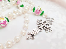 Victorian Style Pearl Rosary ~ Handmade Feminine Freshwater Pearls & Crystals