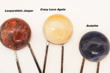 Gemstone Hair Pins ~ Sodalite, Crazy Lace Agate & Leopardskin Jasper Hair Forks