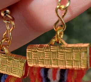 Metis Sash Earrings ~ L'Assomption Sash made of Alpaca Wool with tiny Metis Infinity Symbol