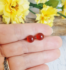 Aretes de cornalina roja ~ Joyas minimalistas hechas a mano con piedras preciosas