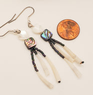 Handcrafted Mermaid Earrings: Paua Shell, Abalone, Mother of Pearl & Dentalium - Dangle or Clip