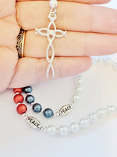 American Catholic Rosary ~ Red, White and Blue Crystal Pearls