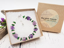 Bracelet d'améthyste ~ Bracelet de pierres précieuses avec cristaux d'améthyste bruts et quartz rose