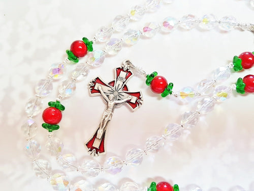 Christmas Rosary ~ Crystal 3 Wise Men & Manger Scene Rosary