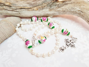 Chapelet de perles de style victorien ~ perles et cristaux d'eau douce féminins faits à la main
