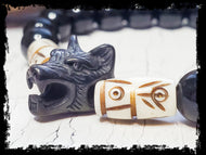 Protección de lobo aullador de ónix negro/pulsera de poder curativo ~ Animal tótem nativo para energía positiva