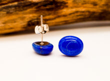 Lapis Lazuli Stud Earrings ~ Royal Blue Birthstone Jewelry ~ Tiny Oval Minimalist Earrings