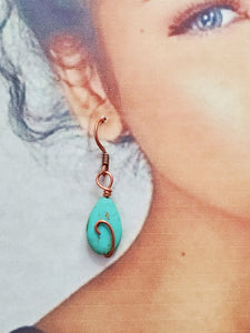 Boucles d'oreilles pendantes Boho Cuivre &amp; Turquoise ~ Bijoux d'été