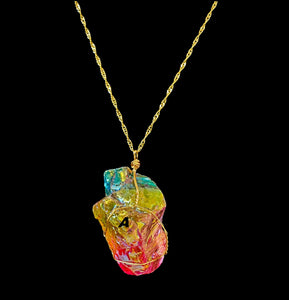 Aura Quartz Raw Crystal Necklace ~ Wirewrapped Jewelry ~ Cotton Candy Quartz Crystal Pendant