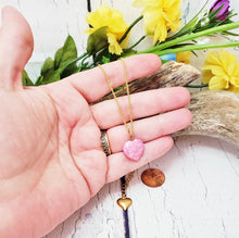 Heart Necklace ~ Dainty Gold Necklace with Pastel Pink Stone Heart
