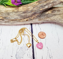 Heart Necklace ~ Dainty Gold Necklace with Pastel Pink Stone Heart