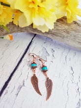 Boucles d'oreilles aile d'ange turquoise et cuivre avec une ambiance sud-ouest