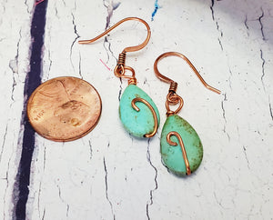 Copper & Turquoise Boho Dangle Earrings ~ Summer Jewelry