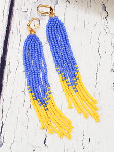 Ukrainian Flag Beadwoven Earrings ~ Fundraising Jewelry to Support Ukraine