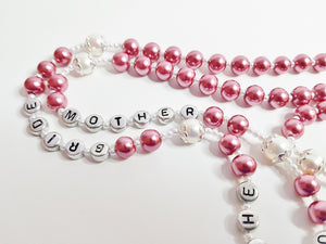 Wedding Rosary for Mother of the Bride or Groom ~ Pearl Rosary in YOUR Wedding Colors