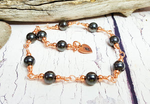 Hematite Bracelet ~ Copper Jewelry Chakra Bracelet with Hematite Stones