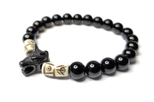 Bracelet de protection/guérison du loup hurlant en onyx noir ~ animal totem natif pour l'énergie positive